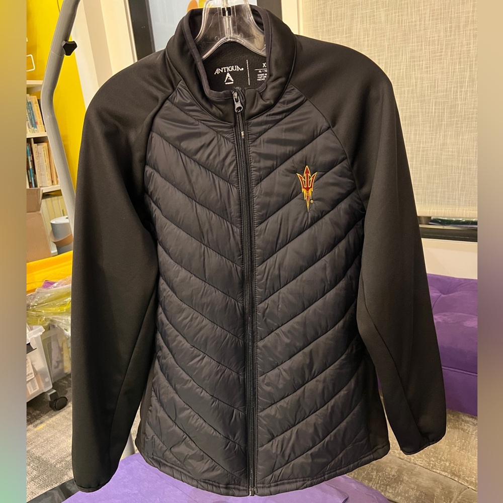 NEW Women's ASU Logo-embroidered Antigua Flight Jacket. Black. XL NWOT